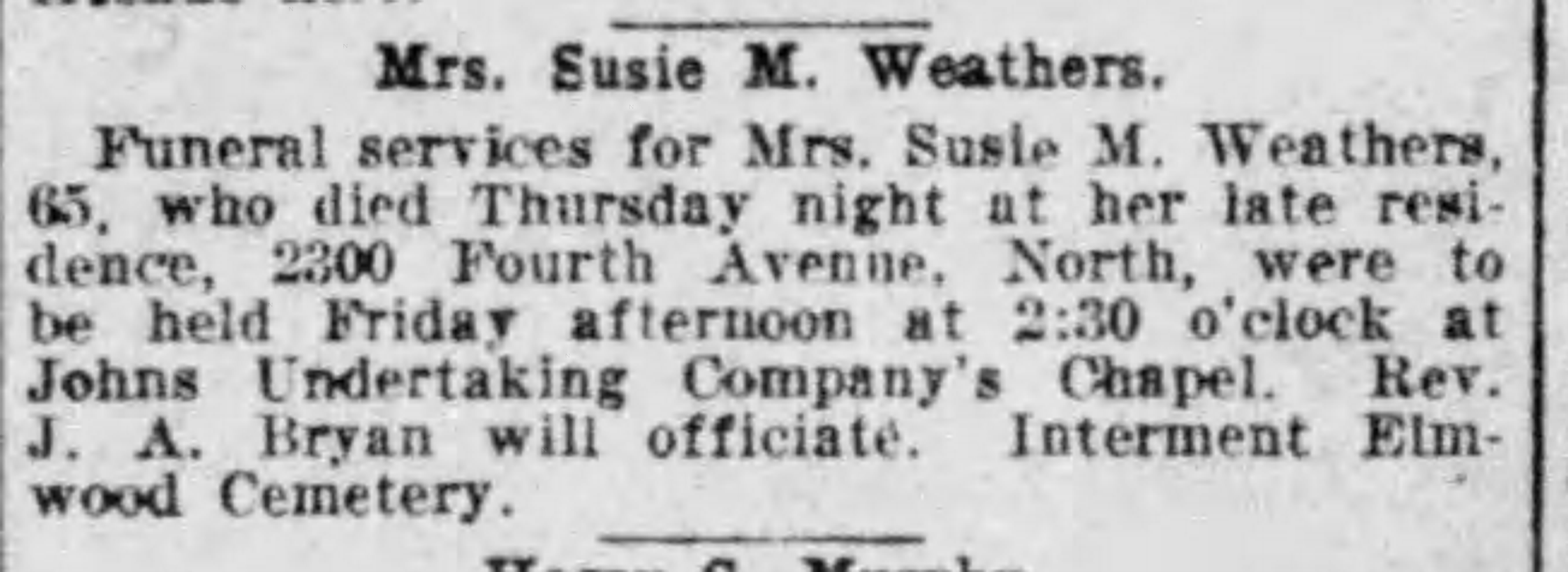 Susie M. Weathers obituary